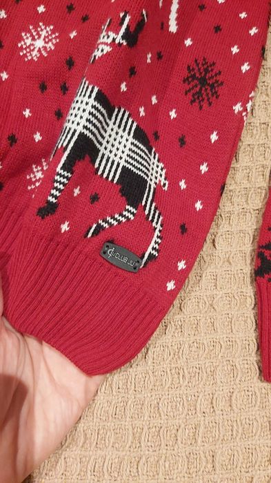 Sweter męski damski męski 60% bawełna święta  czerwony renifer