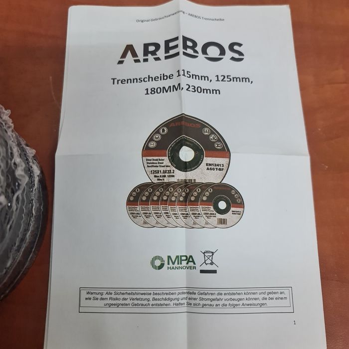 Tarcze tnące do szlifierek 125 × 1,0 × 22,2  20 szt. AREBOS