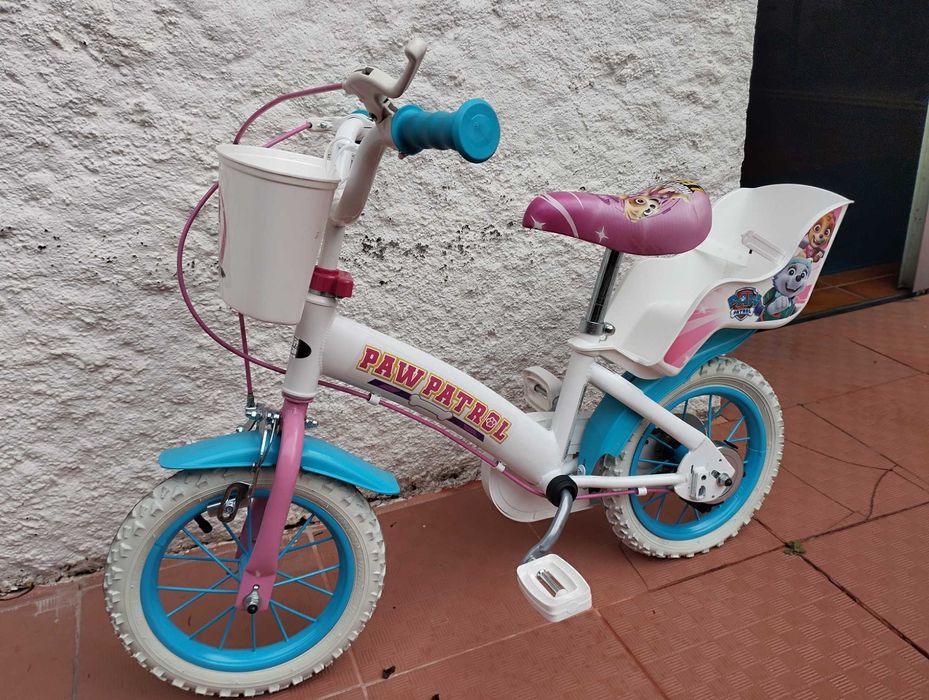 Bicicleta de menina Patrulha Pata Rosa R12 Nova