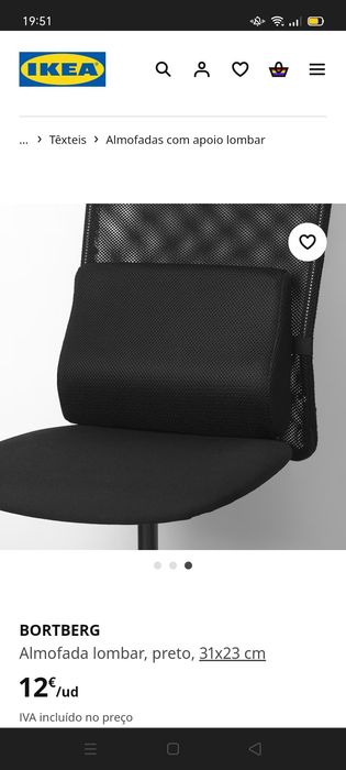 Almofada lombar BORTBERG, IKEA. NOVA