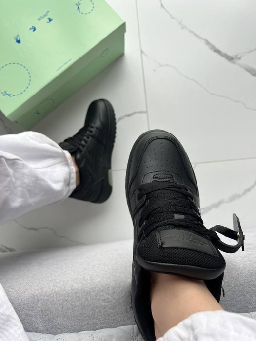 Кросівки Off-White Out of Office Black White For Чорні шкіряні