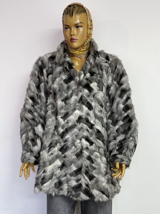Натуральна шуба кожуш сіра хутро козлика вінтаж оверсайз автоледі