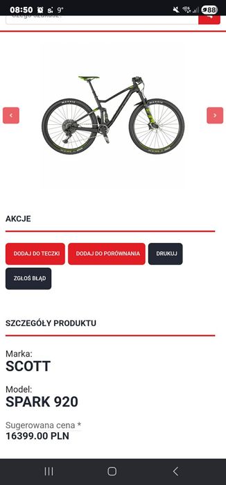 Legenda MTB:SCOTT SPARK Carbon- Stan  Idealny