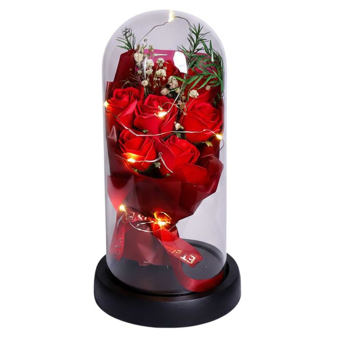 Prezent Na Urodziny Wieczna Róża w szkle LED Walentynki Dzień Dziadka