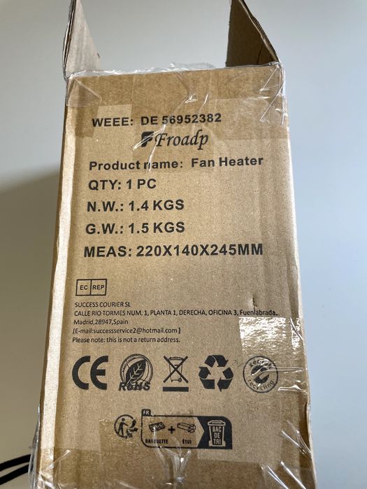 Nagrzewnica elektryczna ceramiczna PTC 2000W Termowentylator Froadp (Nowa) (3237)