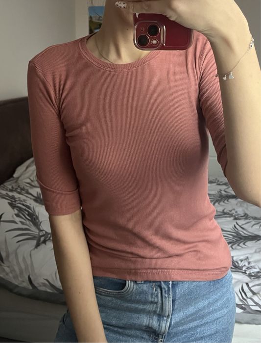 Sweterki łososiowy z rękawem 3/4 długość