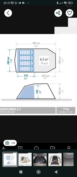Alugo tenda de campismos AIR SECONTS F&B 4.1