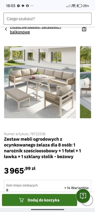Komplet wypoczynkowy ogrodowy