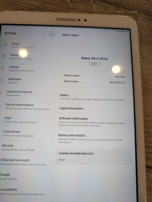 Samsung Galaxy Tab A (T580) biały, małoużywany