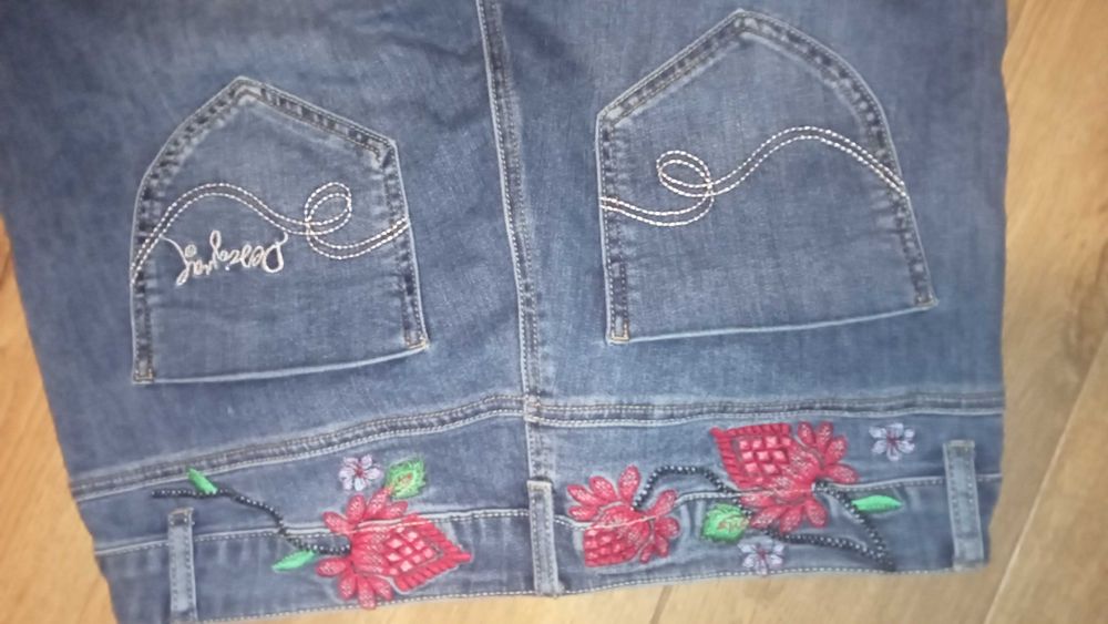 Jeansy Desigual rurki slim fit hafty oryginalne 42 L dżinsy modne