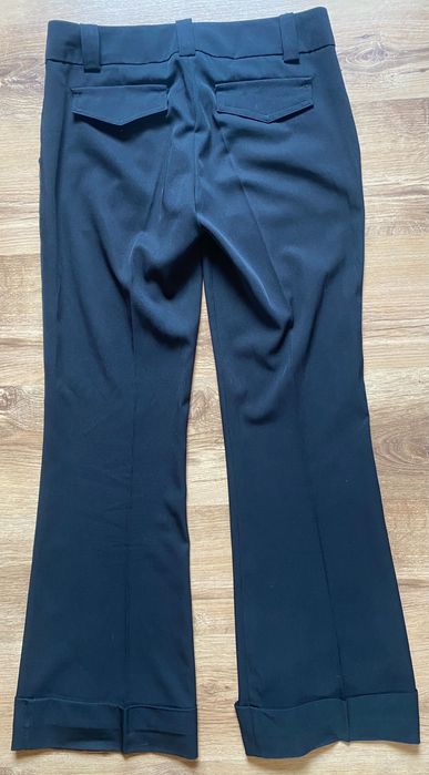 Czarne spodnie dzwony szwedy z kantem eleganckie 42
