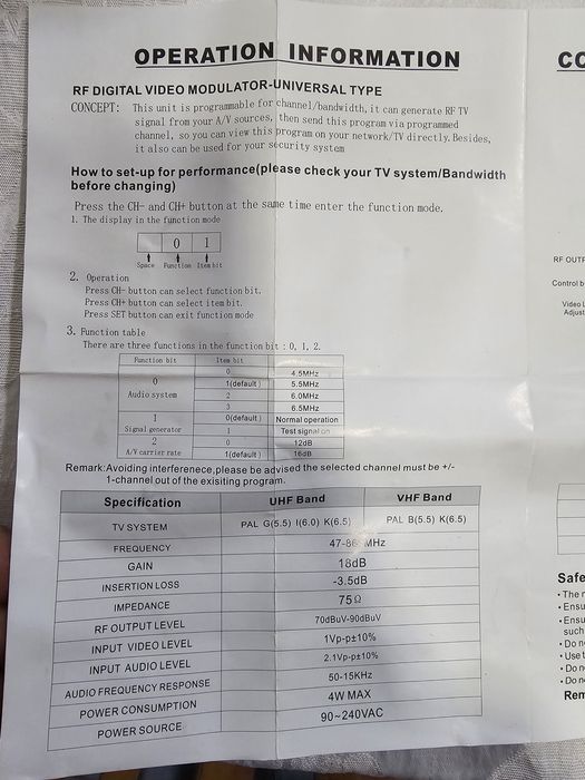 Modelador HDMI para sinal RF UHF VHF Novo