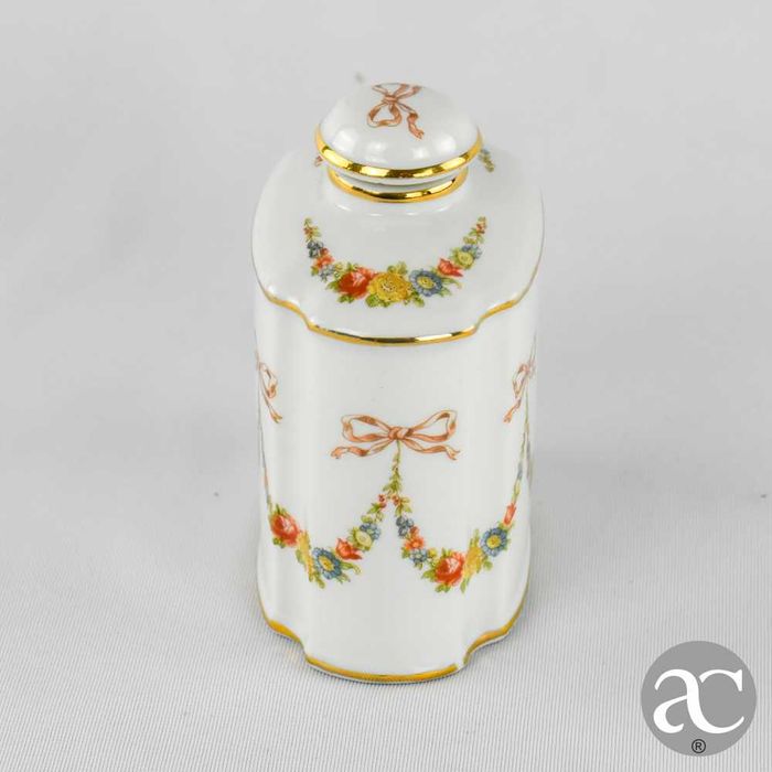 Frasco de perfume, porcelana Artibus, decorado com flores