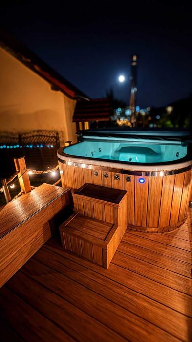 Mobilna sauna / balia ogrodowa z jacuzzi   – wynajem z dowozem!