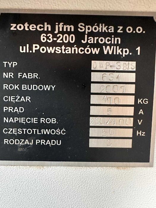Okleiniarka krzywoliniowa ZOTECH OWP-3 BIS | 2007 rok