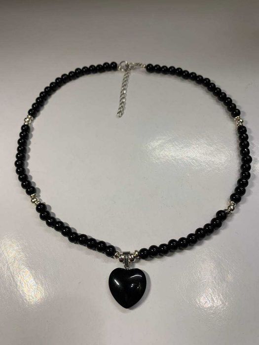 Чокер Намисто з підвіскою Агат чорний натуральний камінь