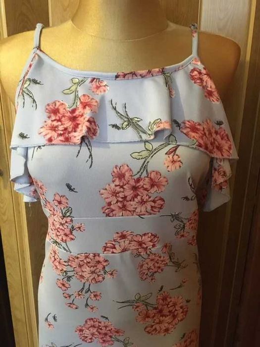 Błękitna sukienka wakacje wczasy wesele 42 44