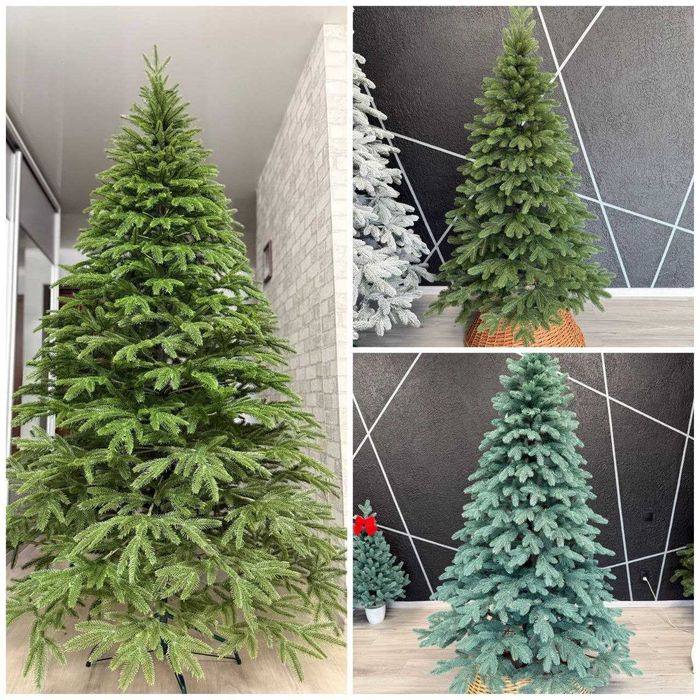 Ялинки штучні литі, блакитні/зелені, 3 види, висота від 1.5 м до 2.5 м