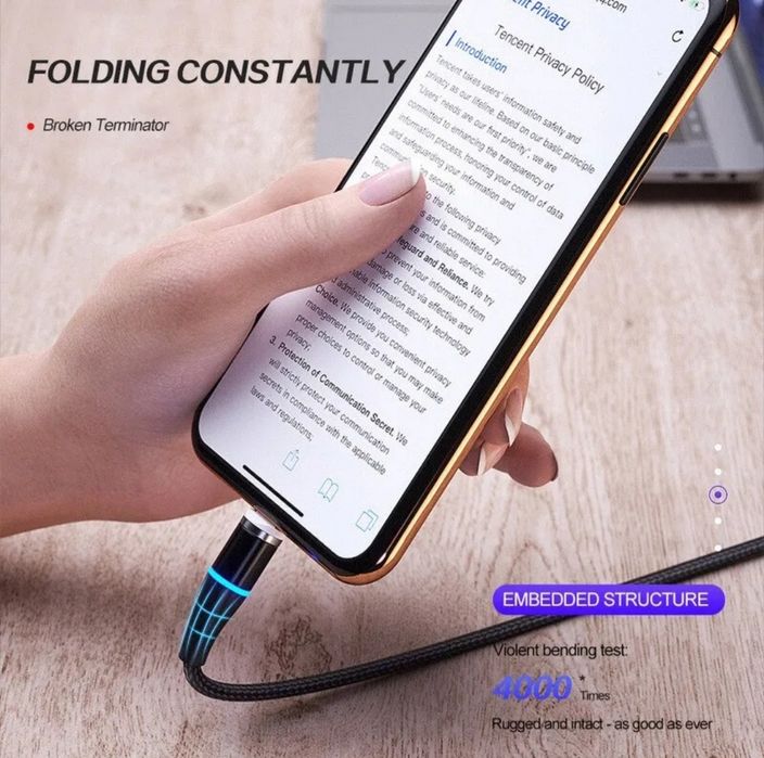 Carregador de ponteira tripla com íman. 
Carregamento super rápido.