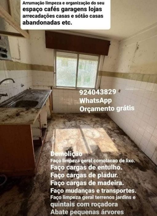 Faço Limpeza geral cumulação de lixo Tb Faço Recolha Entulho Madeira Pladur Monos Resíduos Etc
