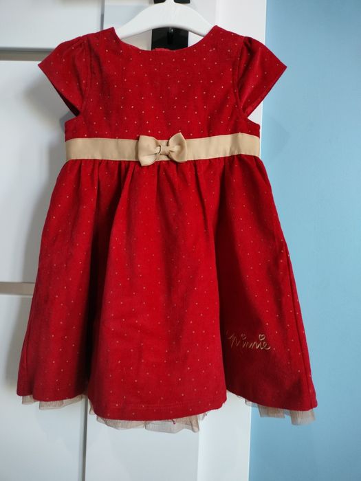 Sukienka dziewczęca krótki rękaw czerwona rozmiar 86