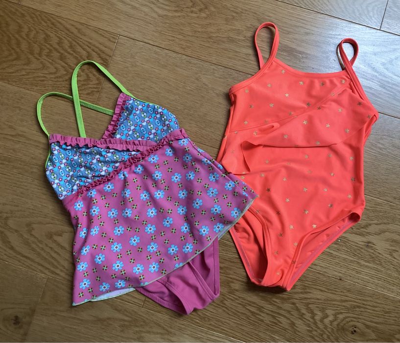 Dziewczęcy kostium strój kąpielowy Playshoes i C&A roz. 98/104