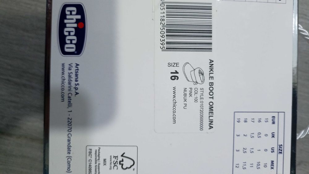 Botas bebé Chicco tamanho 16