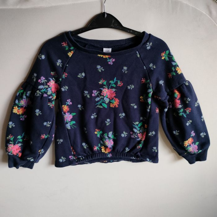 Granatowa bluza w kwiatuszki dziewczęca Gap 110