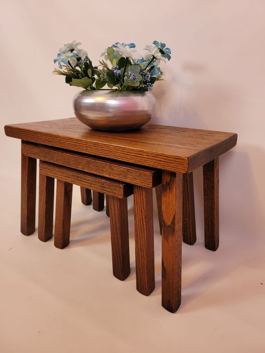 Taborety Trojaki dębowe