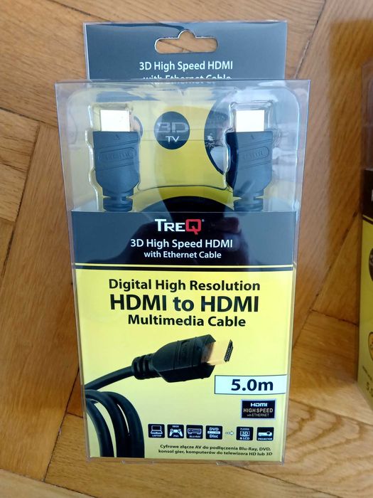 Kabel HDMI HD-4K. 5 metrów! Złocone wtyki, super jakość.