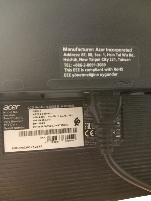 Monitor 27" Acer KG271 | Duży Ekran | FullHD | Stan BDB | OKAZJA