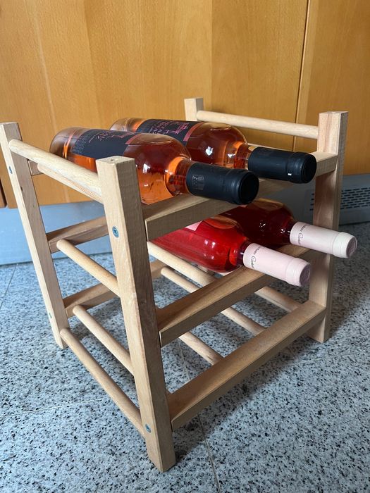 Garrafeira p/ 9 garrafas, madeira maciça
