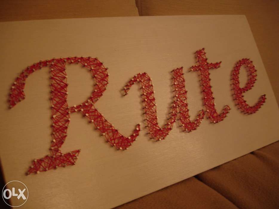 Quadros com nomes de pregos e linhas