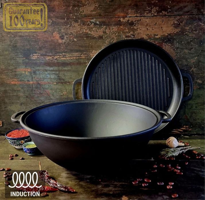 Чавунний казан/ чавунний котелок / казан з кришкою сковородою/ 3-18л