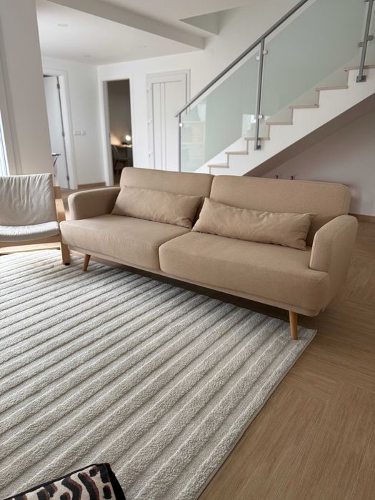 Sofa cama bege tecido (2,15m x 0,80m) *NOVISSIMO*