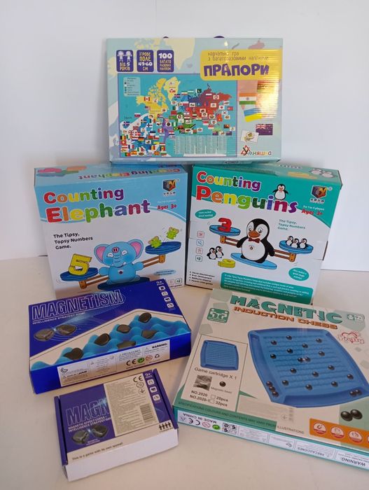 Ігри 3-9+ Магнітний бій, Монополія, Футбол, Бджілки, Пінгвін