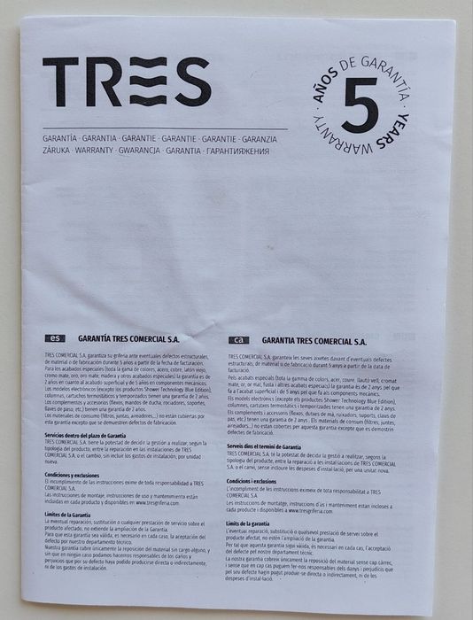 Misturadora de lava-loiças da TRES