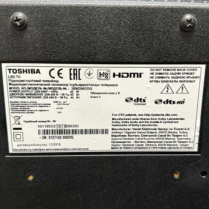 Telewizor Toshiba Led TV, Smart Tv 28W2863DG