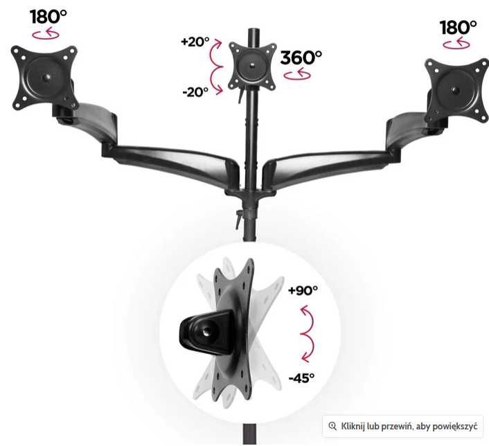 Uchwyt na 4 monitory do 27" | Duronic DM453VX1 | Stabilny | Mocny