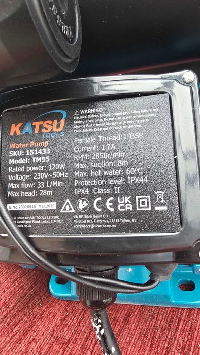 pompa wody KATSU Tools 130w automat samozasysająca