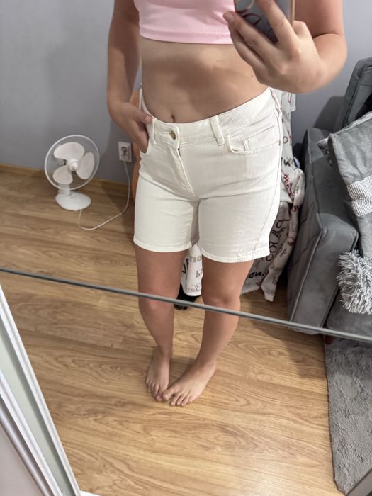Pilcro Białe Spodenki Jeansowe M 96% Bawełna