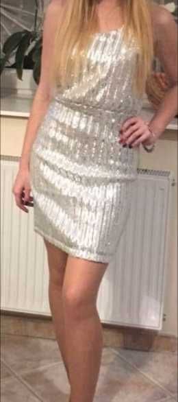 Srebrna sukienka cekinowa