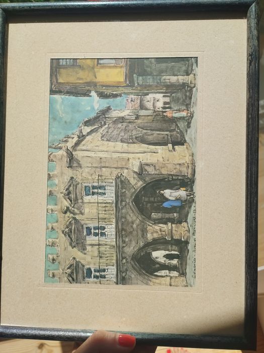 pequeno quadro decorativo (anos 50) emoldurado