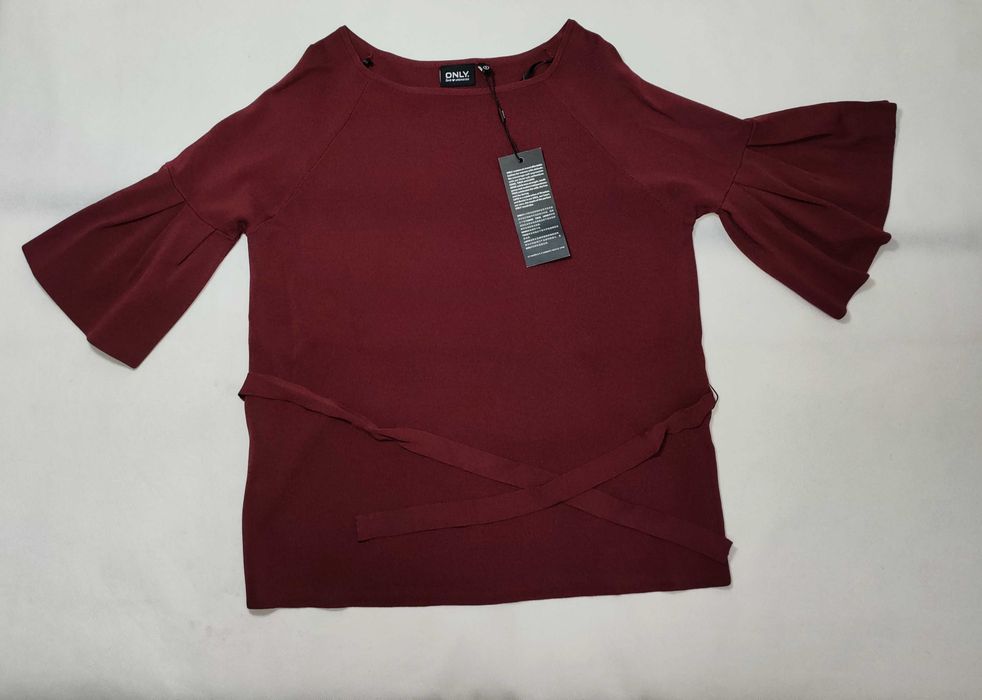 Bluzka damska ONLY S bordowa sweterkowa SW0046