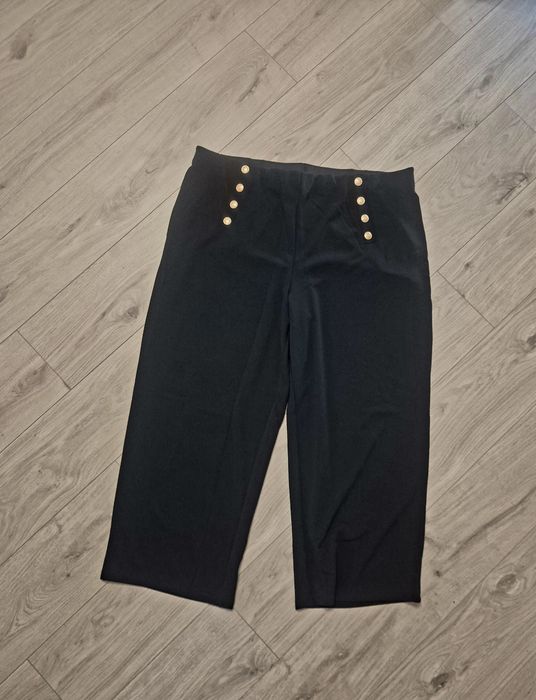 Granatowe szerokie spodnie dżersejowe plussize 56-58 H&M