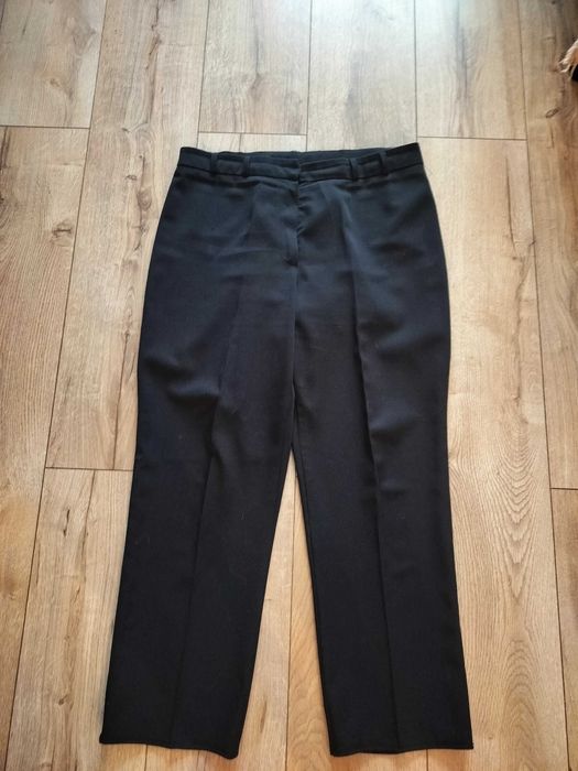 Spodnie damskie L eleganckie lejące zgrabne z kantem zwężane pas86