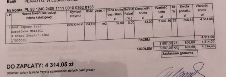 Matizol patio, karpiowka, gont bitumiczny brąz.