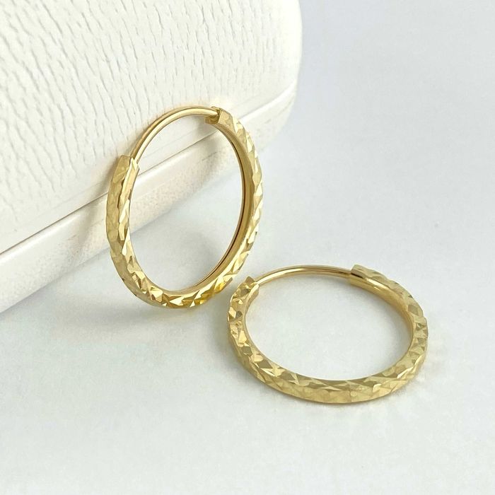ZŁOTE kolczyki KOŁA DIAMENTOWANE średnica 1,6 cm PRÓBA 585 (14K)