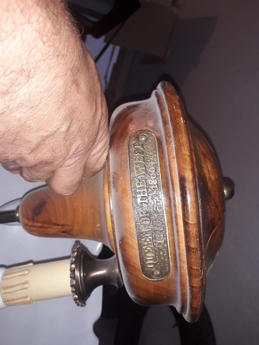 Candeeiro antigo em vidro e Madeira