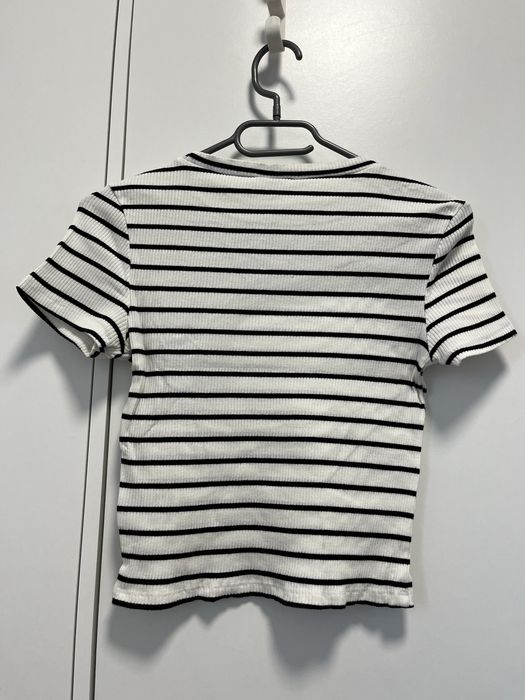 prążkowany top w biało-czarne paski H&M S